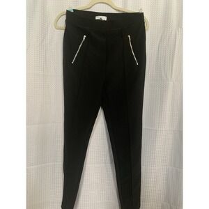 Just B Womens Medium Black Casual Pants Faux Pockets With Zippers